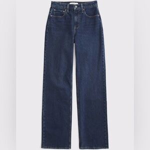 Abercrombie & Fitch High-Rise Straight-Leg Jeans in Dark Indigo